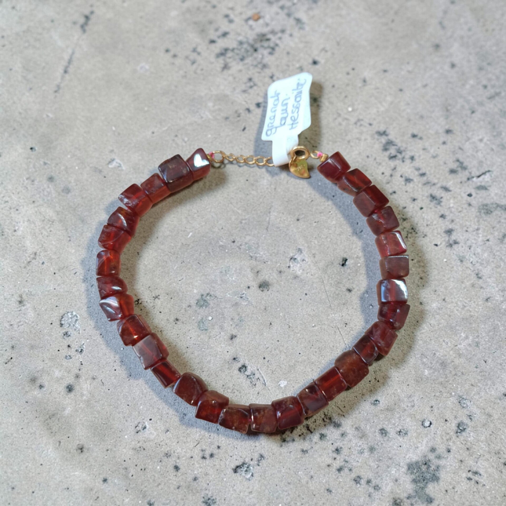 Bracelet Grenat Brun - Hessonite Carré 6mm