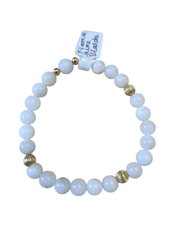 Bracelet Pierre de Lune Blanche 7.5mm