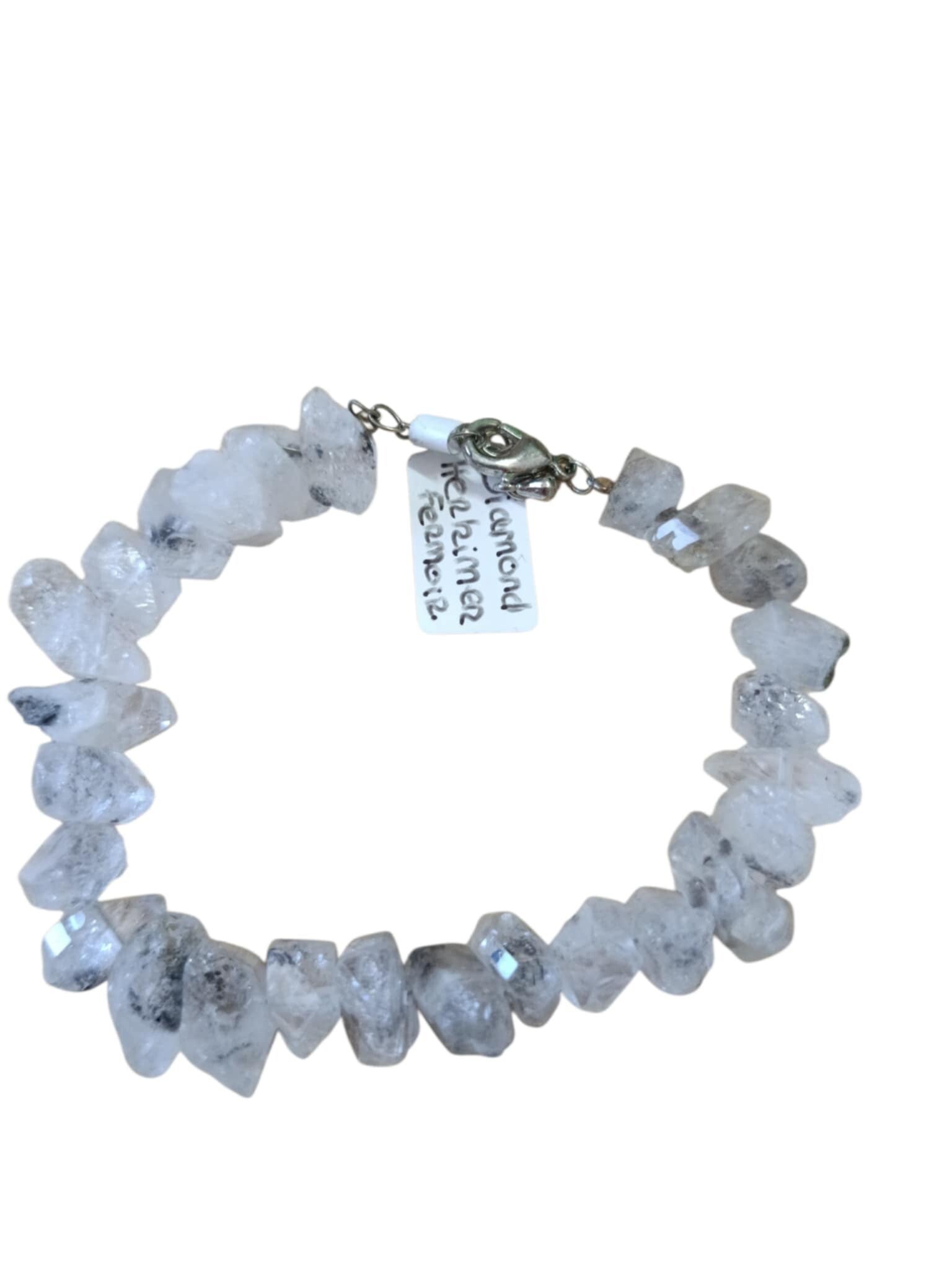 Bracelet Diamant Herkimer Brut Baroque avec fermoir