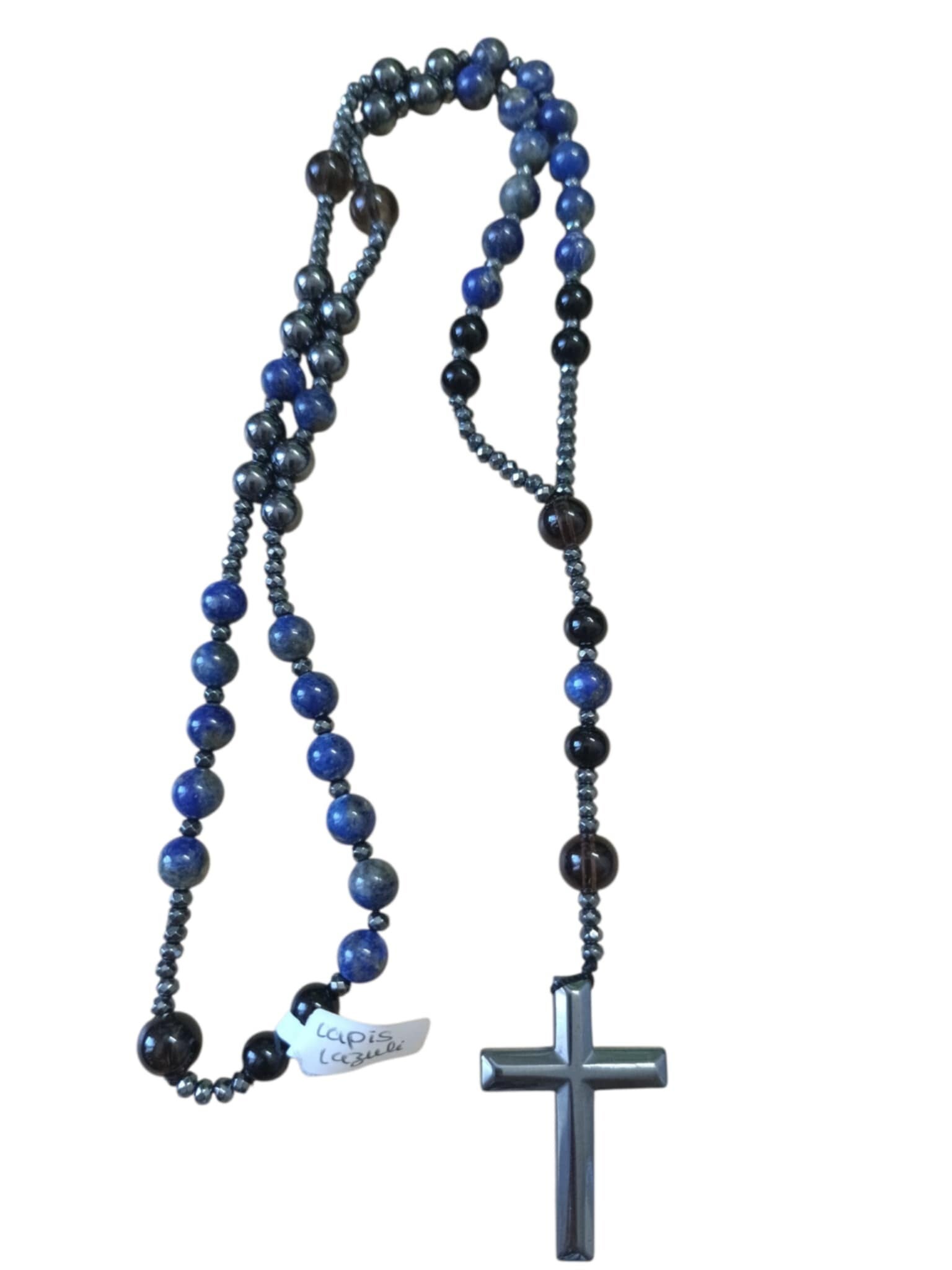 Collier ou Chapelet Lapis Lazuli Hématite Magnétique Obsidienne Noire