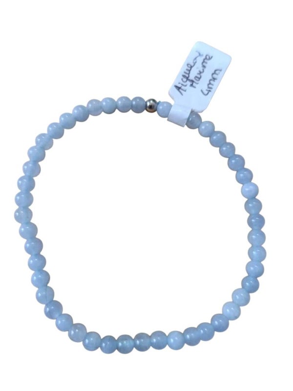 Bracelet Aigue Marine 4mm Grade B