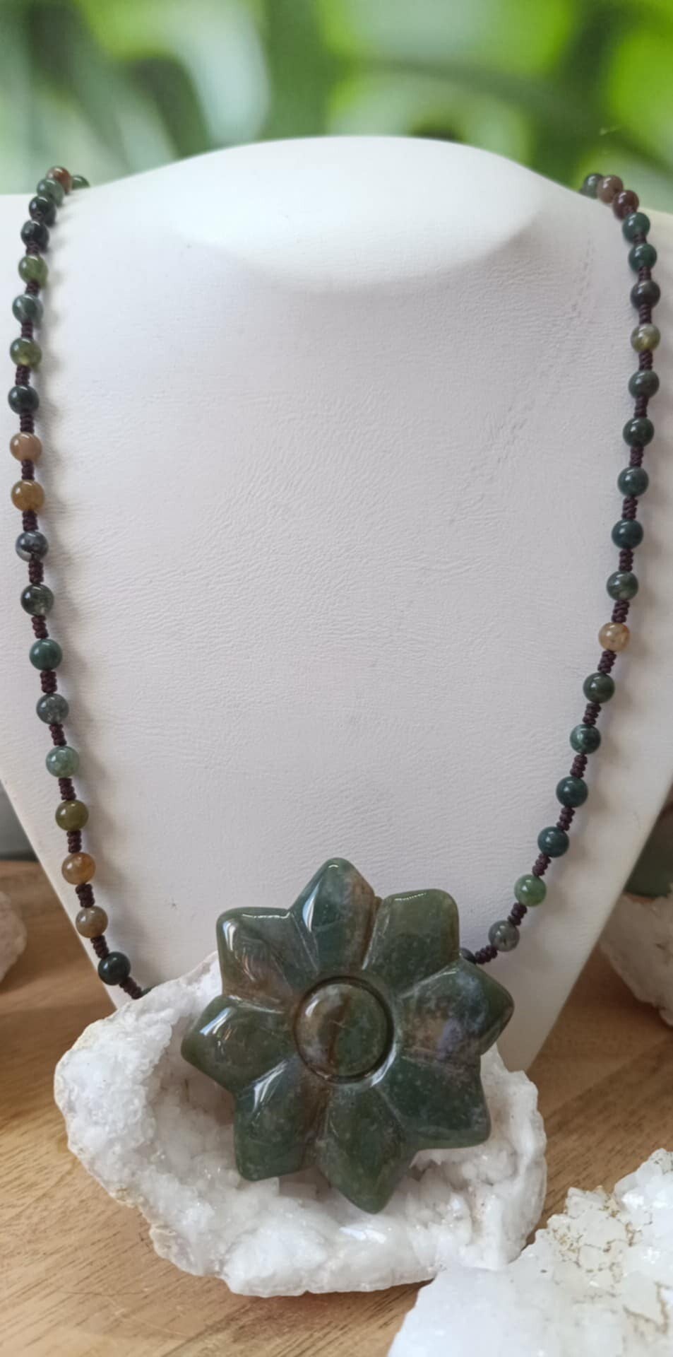 Collier Agate Indienne Fleur