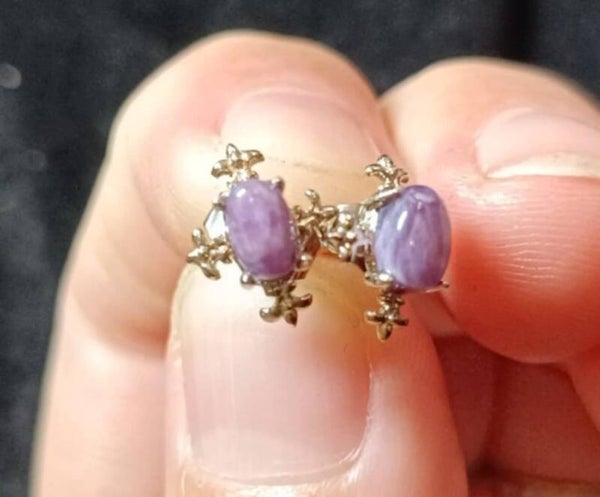 Boucles d'oreilles Charoïte "Lys"