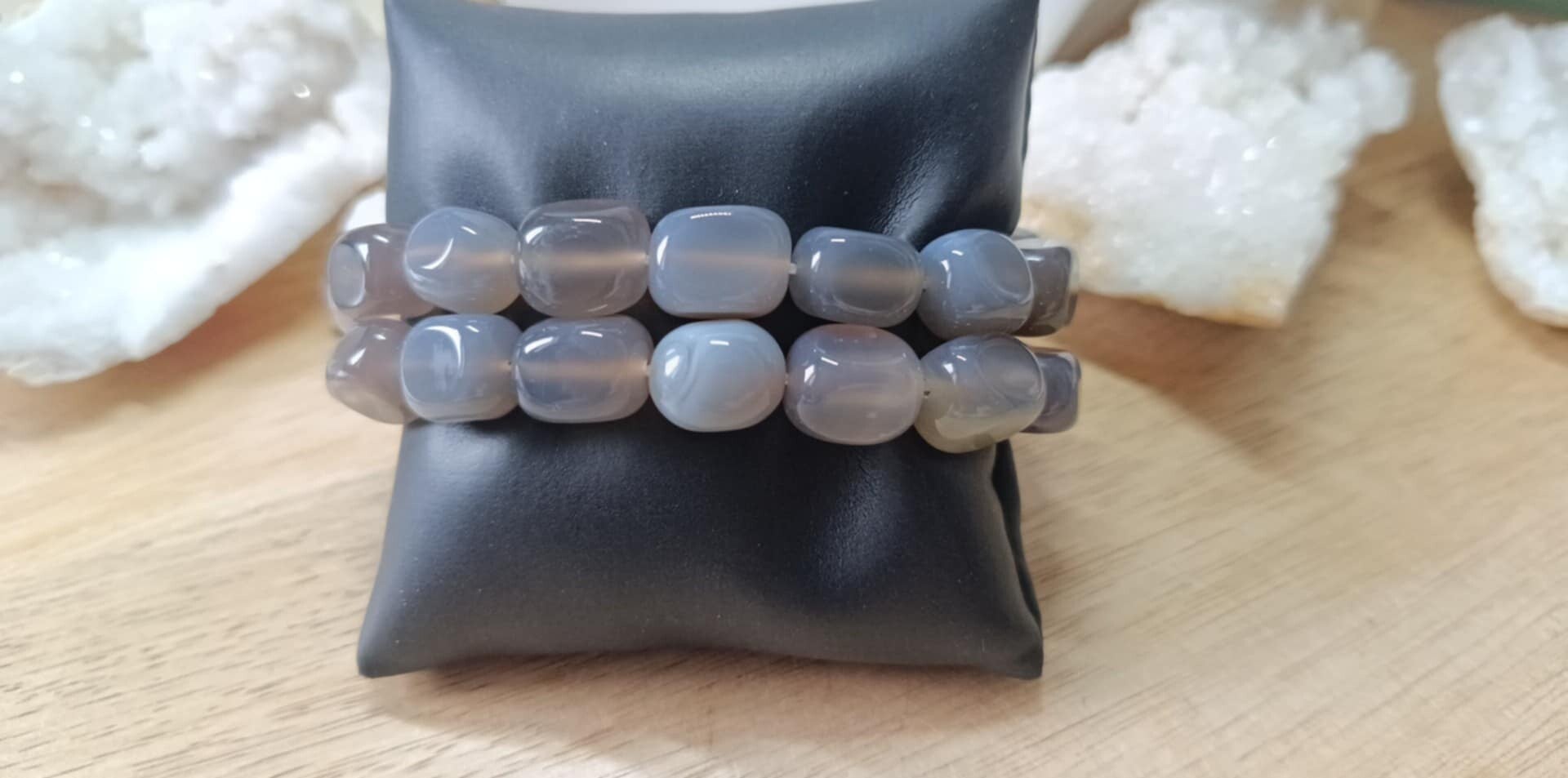 Bracelet Agate Grise Forme Libre