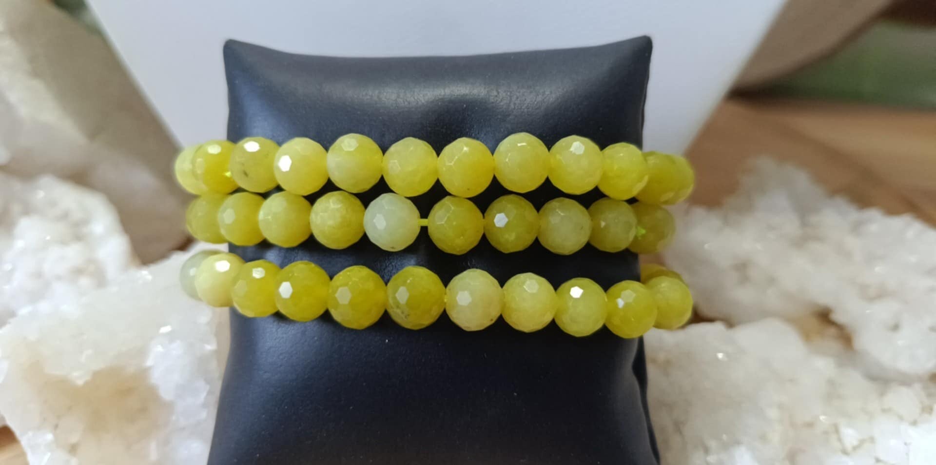 Bracelet Jade Citron Facetté 8mm