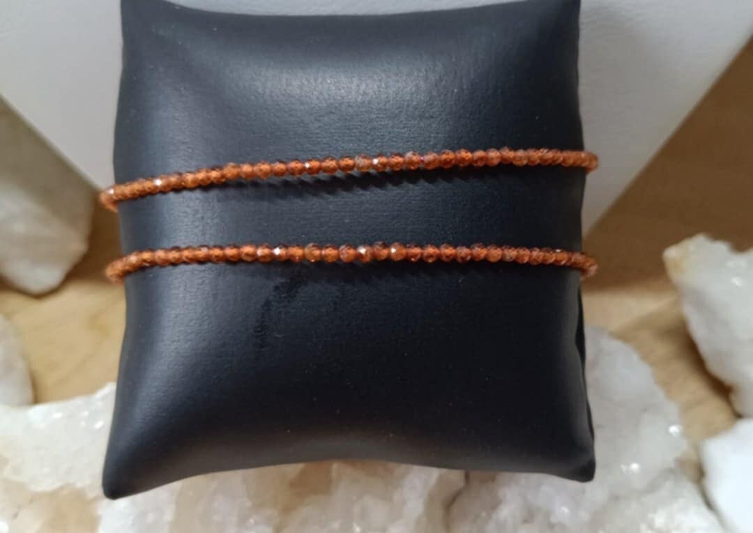 Bracelet Grenat Brun - Hessonite Facetté 2.5mm