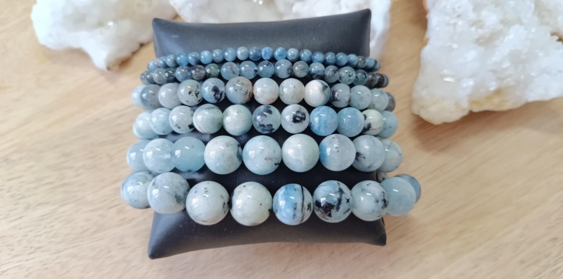 Bracelet Aigue Marine & inclusion Tourmaline Noire