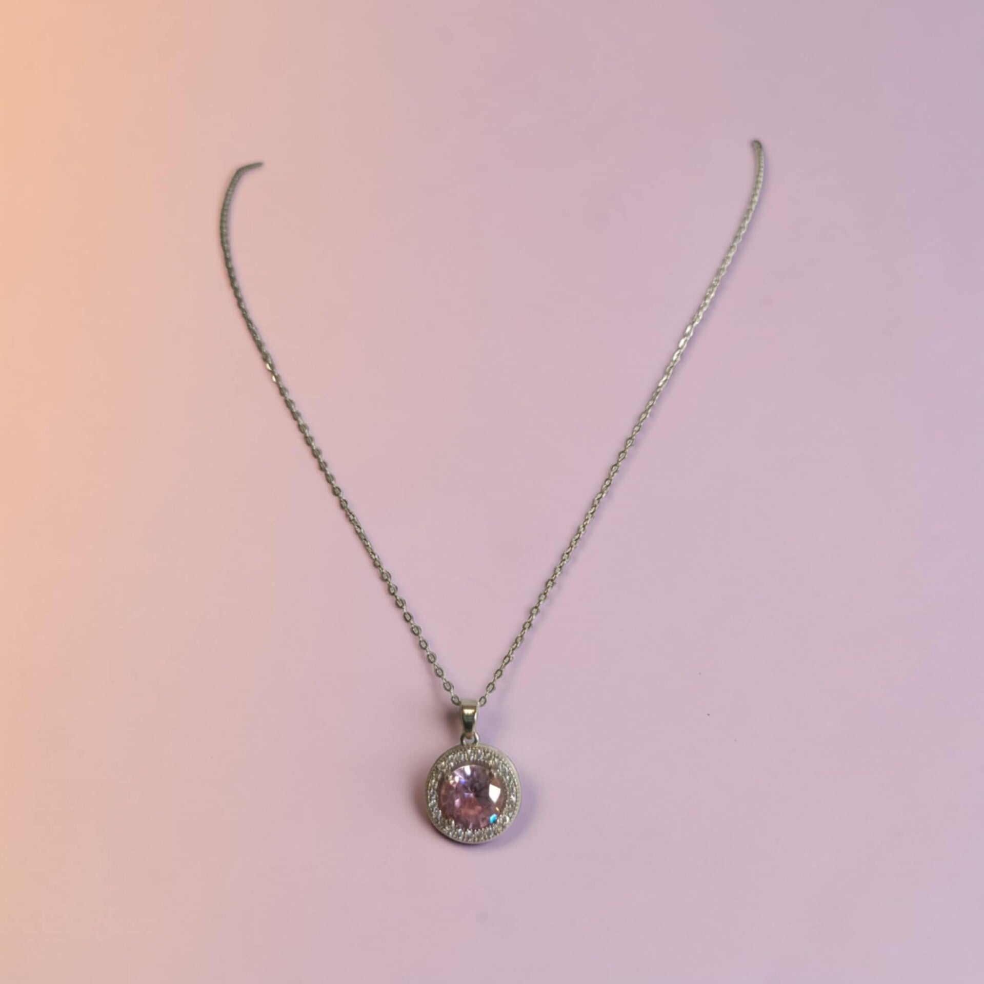 Collier Tourmaline Rose " Rond "