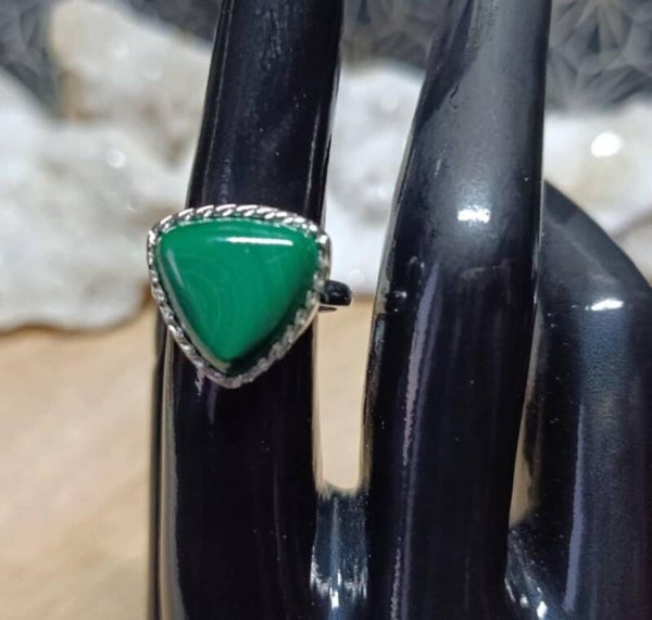 Bague Malachite Triangle Réglable n°3