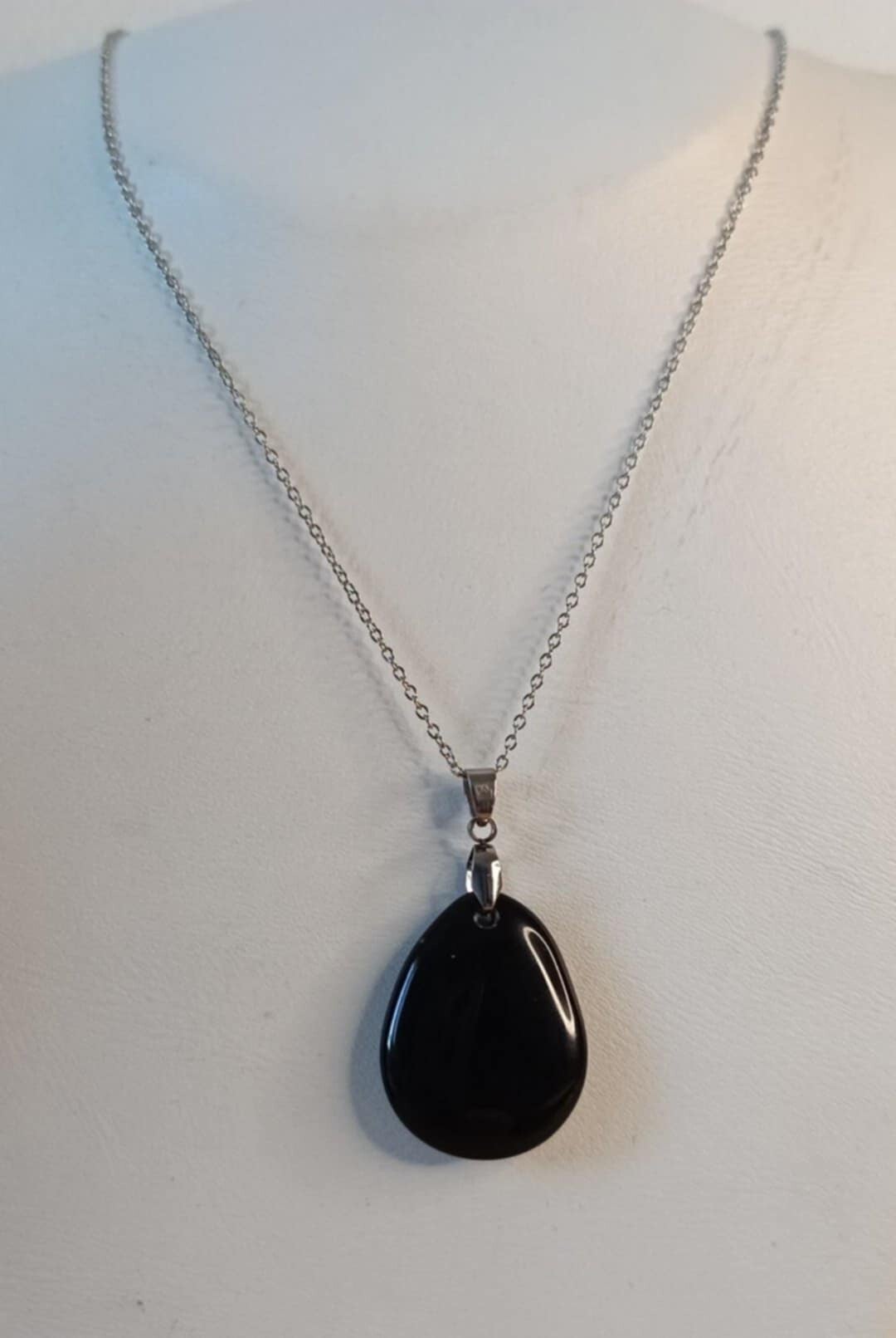 Collier Obsidienne Noire Goutte