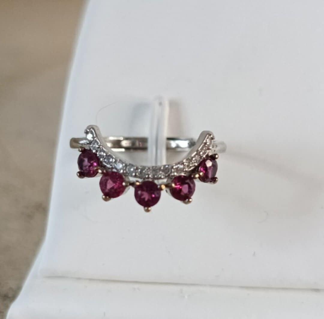 Bague Grenat Rouge & Zircon " Couronne "