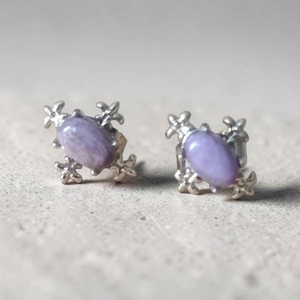 Boucles d'oreilles Charoïte "Lys"