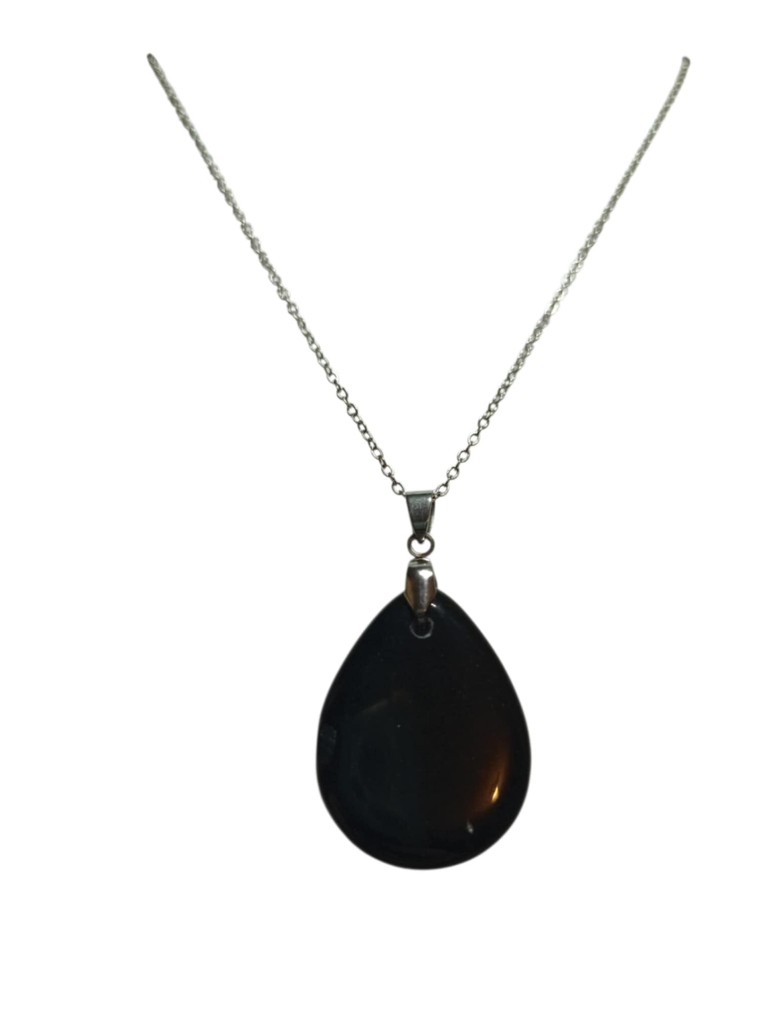 Collier Obsidienne Noire " Goutte "