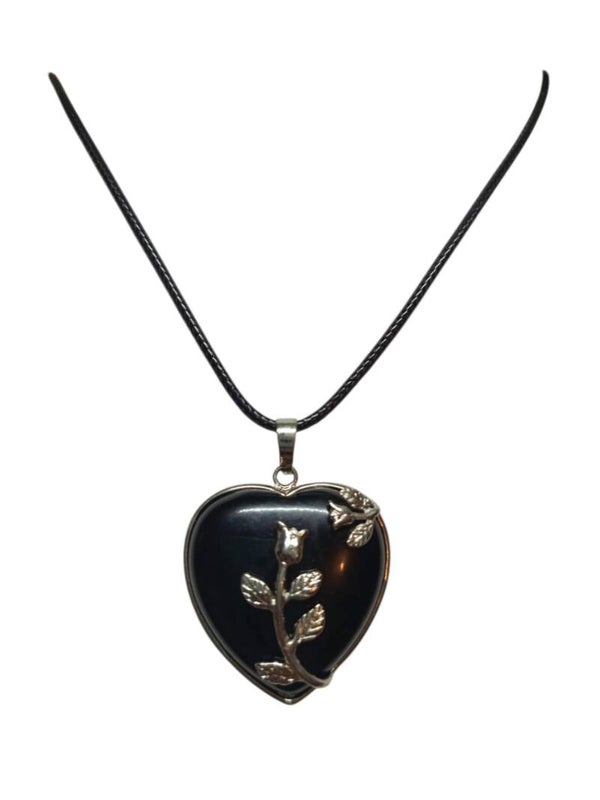 Collier Obsidienne Noire " Coeur "