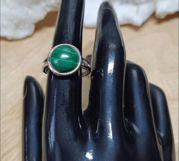 Bague Malachite Ronde Réglable