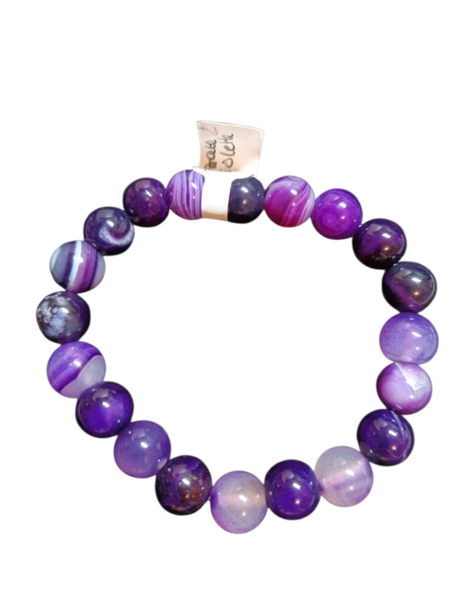 Bracelet Agate Violette rayée 10mm