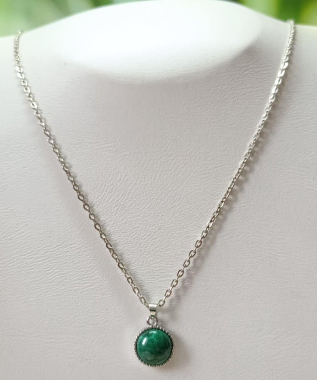 Collier Malachite Rond en Argent