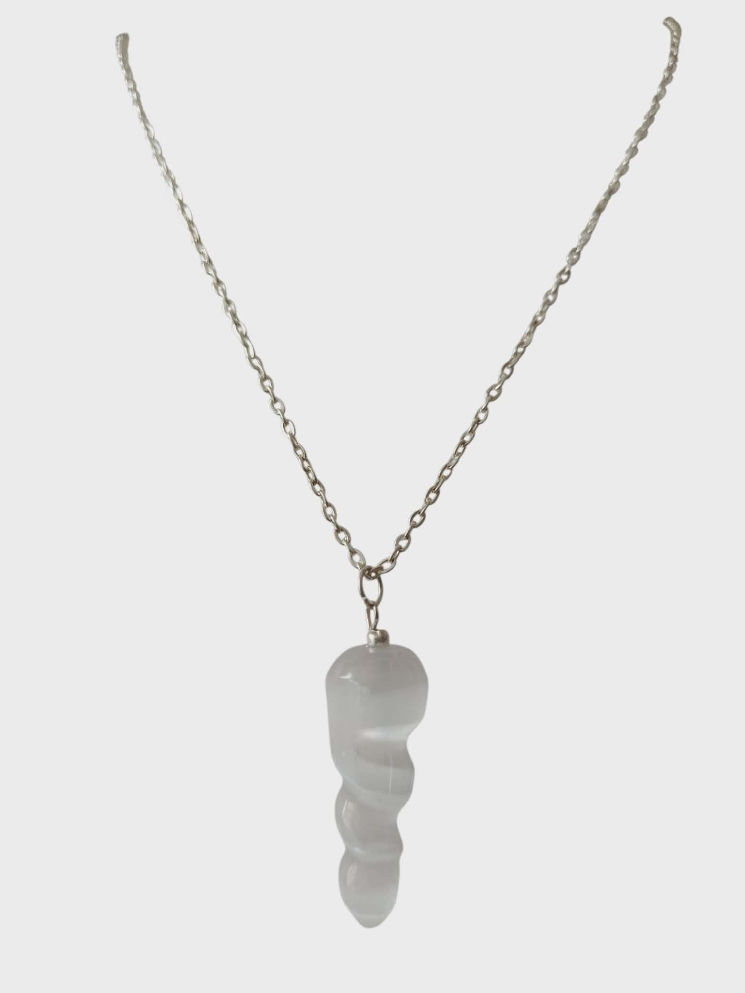 Collier Sélénite Blanche " Tourbillon "