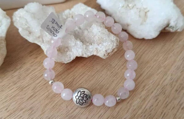 Bracelet Quartz Rose Facetté 8mm Lotus