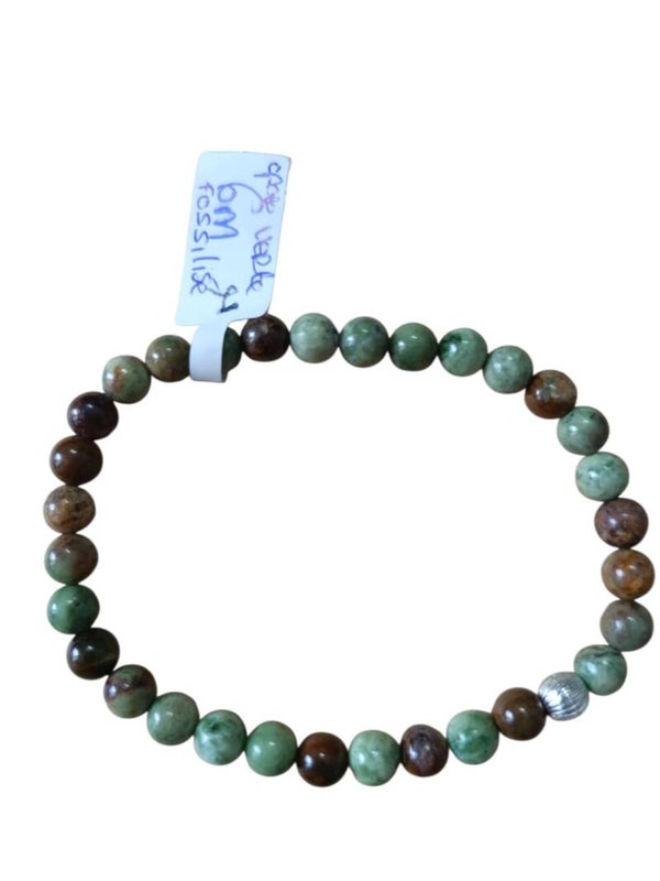 Bracelet Opale Verte Fossilisée 6mm