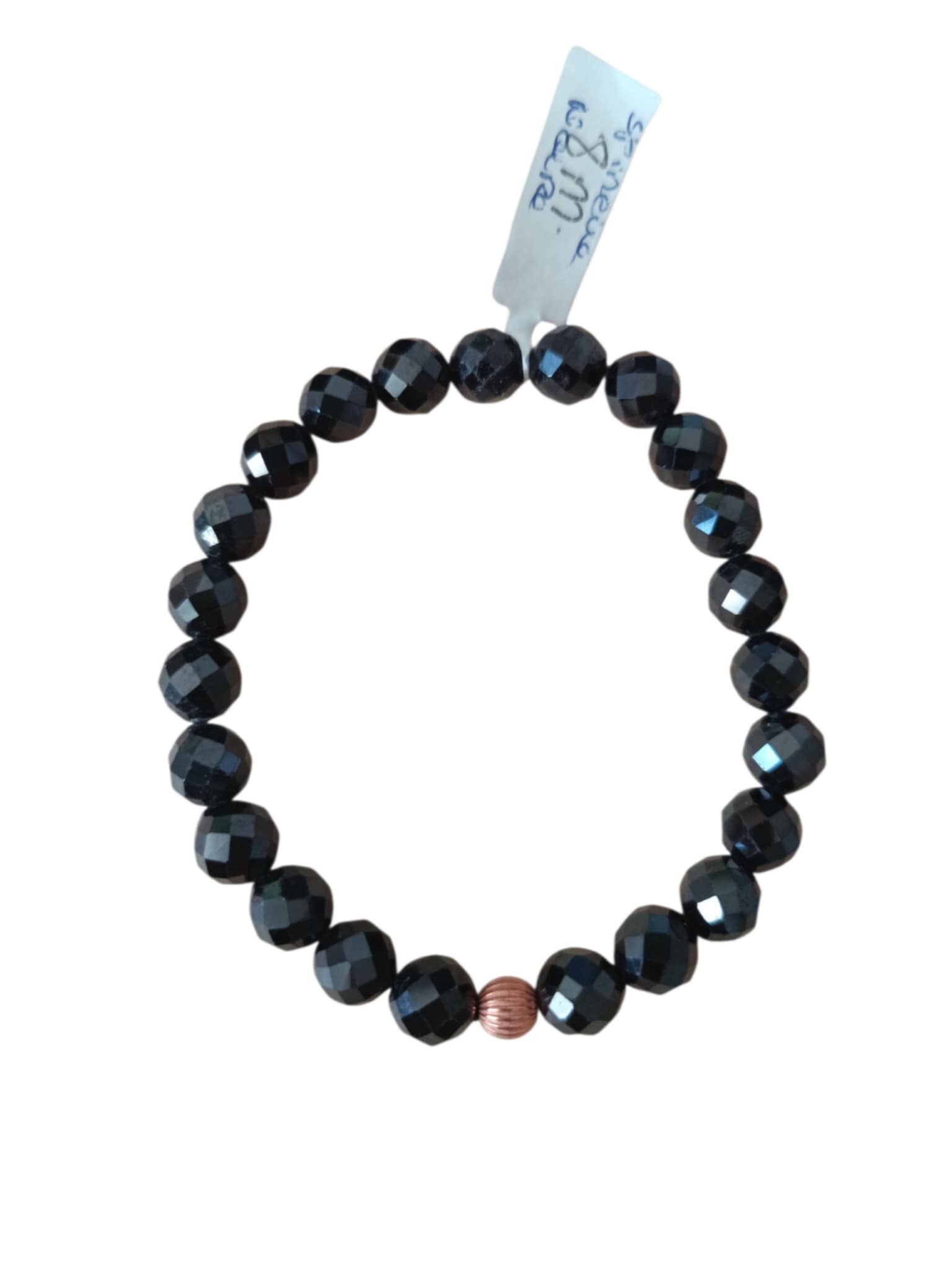 Bracelet Spinelle Noire Facetté 8mm Grade 3A