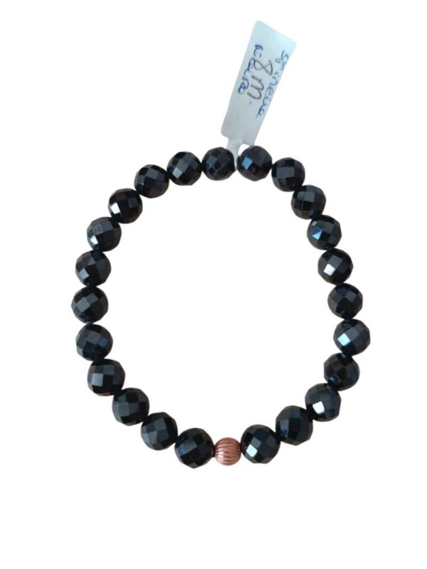 Bracelet Spinelle Noire Facetté 8mm Grade 3A
