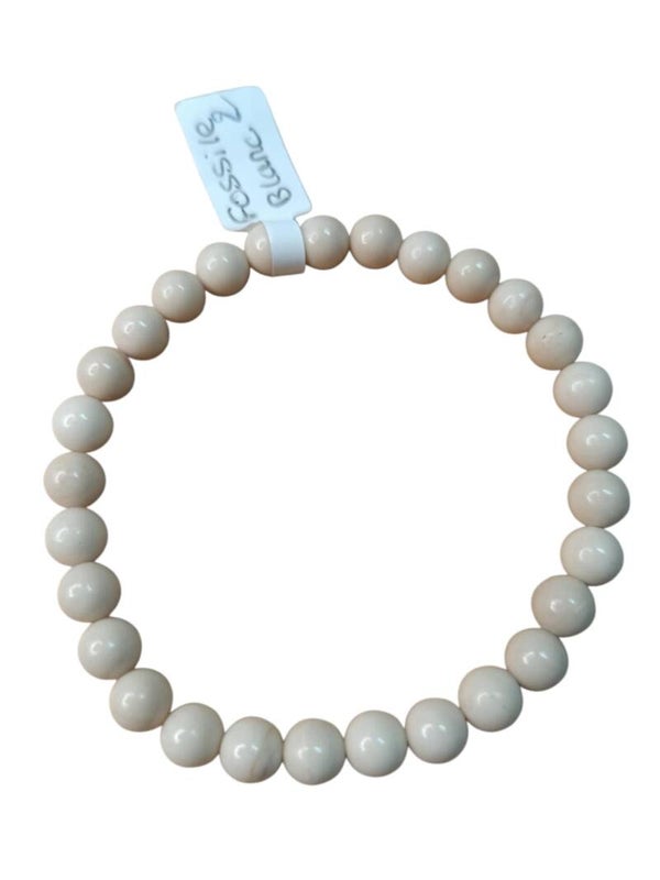 Bracelet Jaspe Fossile Blanc 6mm