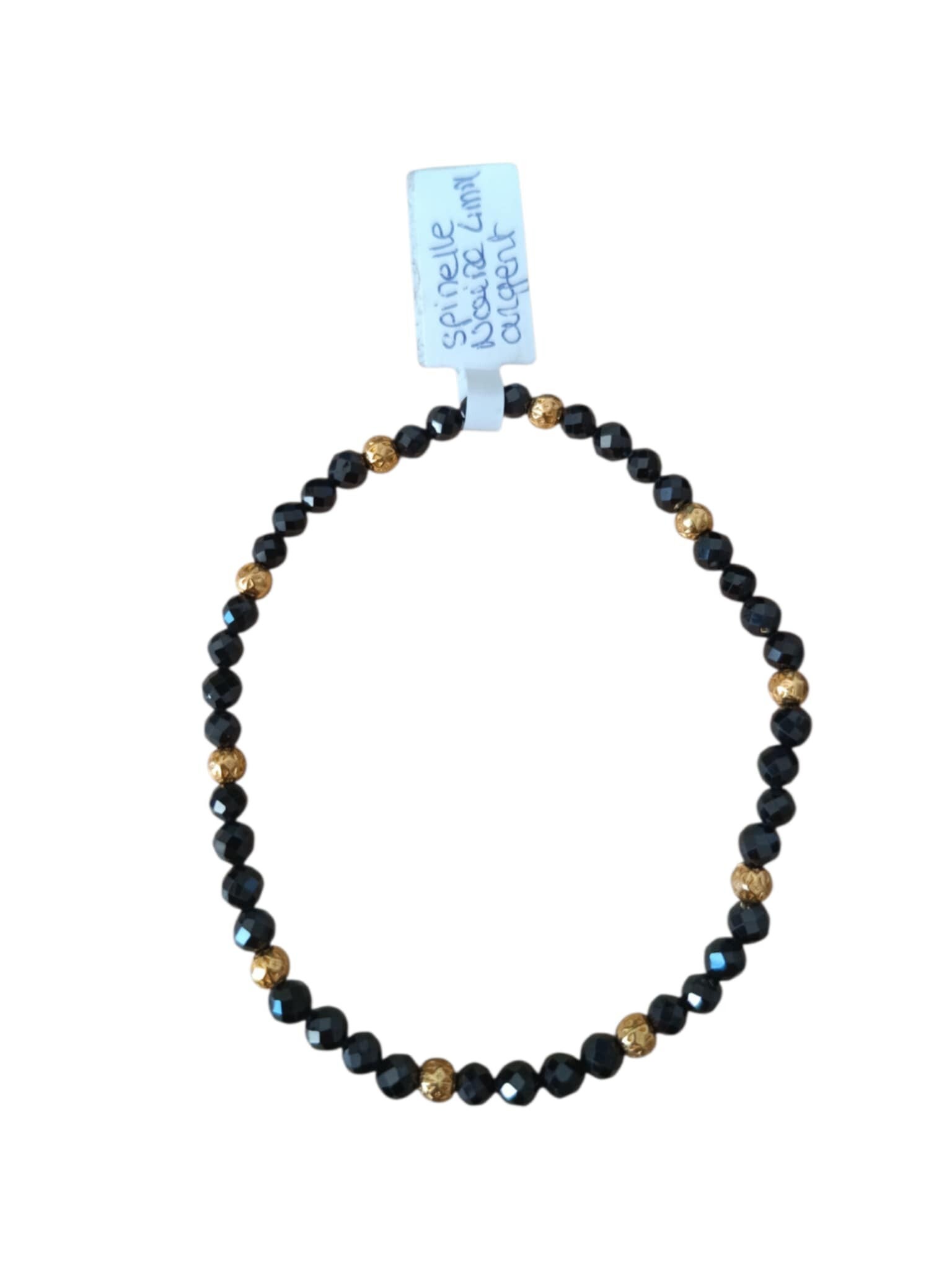 Bracelet Spinelle Noire Facetté 4mm Grade 3A