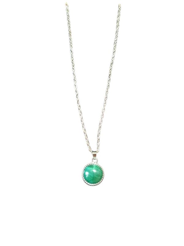 Collier Malachite Rond en Argent
