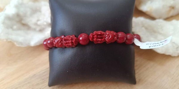 Bracelet Cinabre 2 Têtes de Lion 8mm