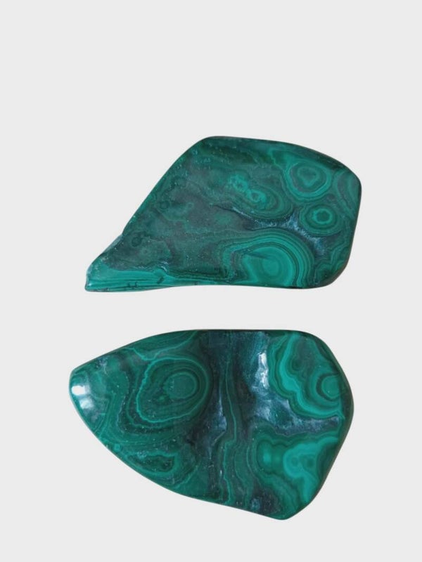 Lot 2 pierres Malachite semi polie