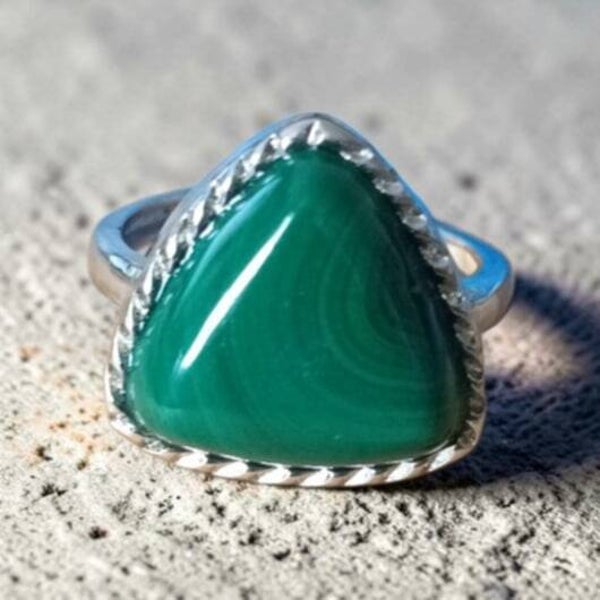 Bague Malachite Triangle Réglable n°3