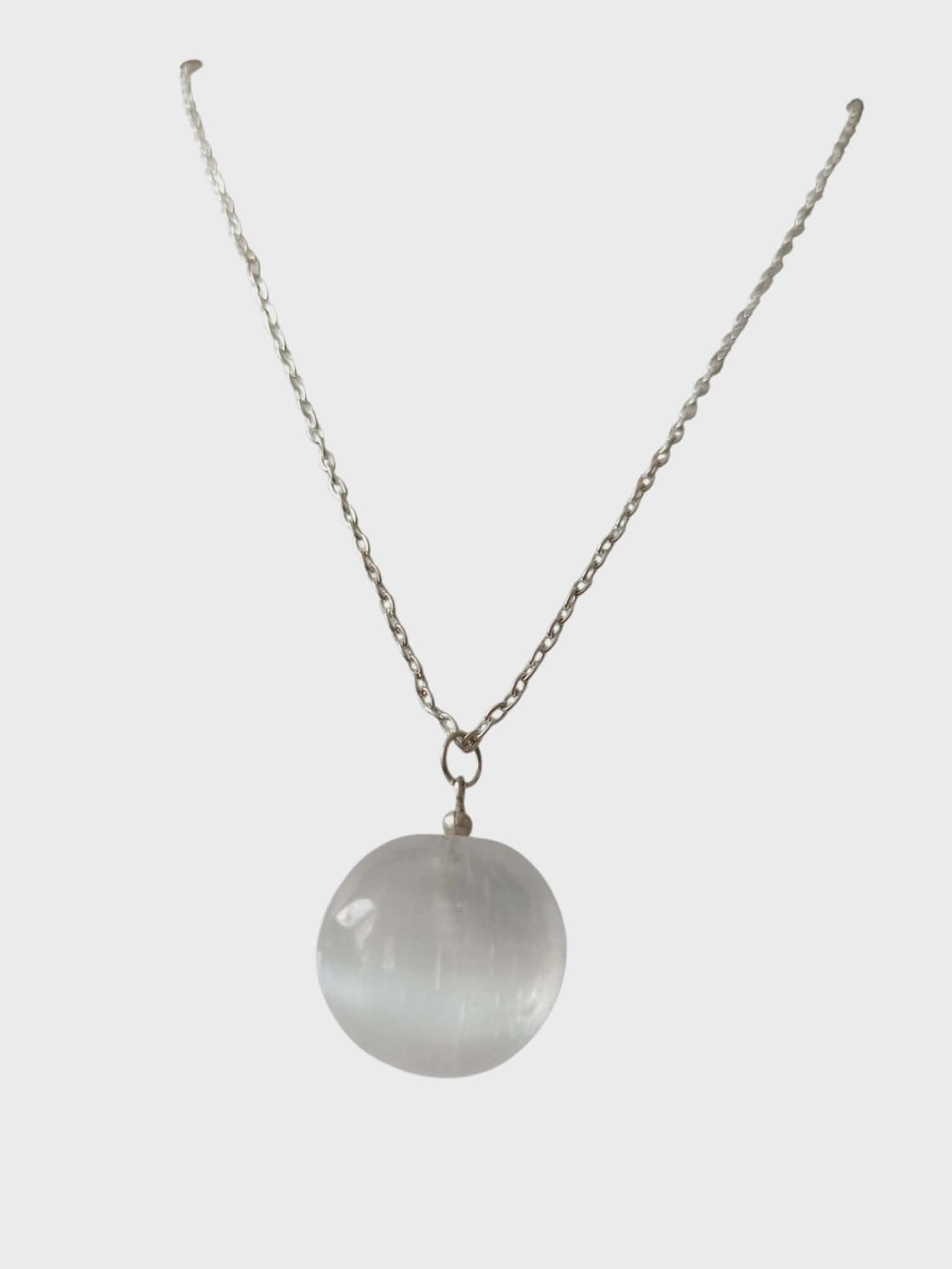 Collier Sélénite Blanche " Boule "