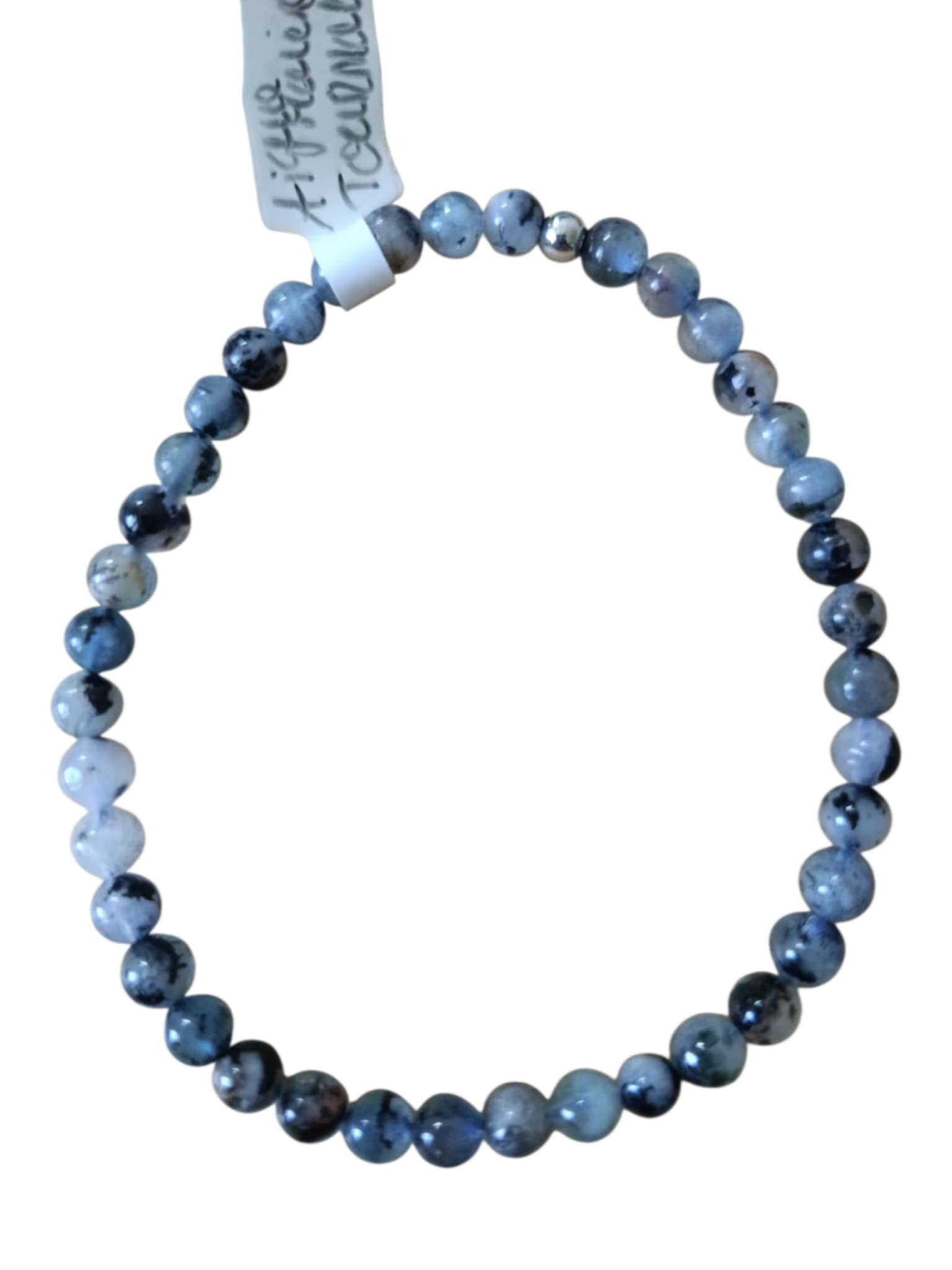 Bracelet Aigue Marine & inclusion Tourmaline Noire 5mm