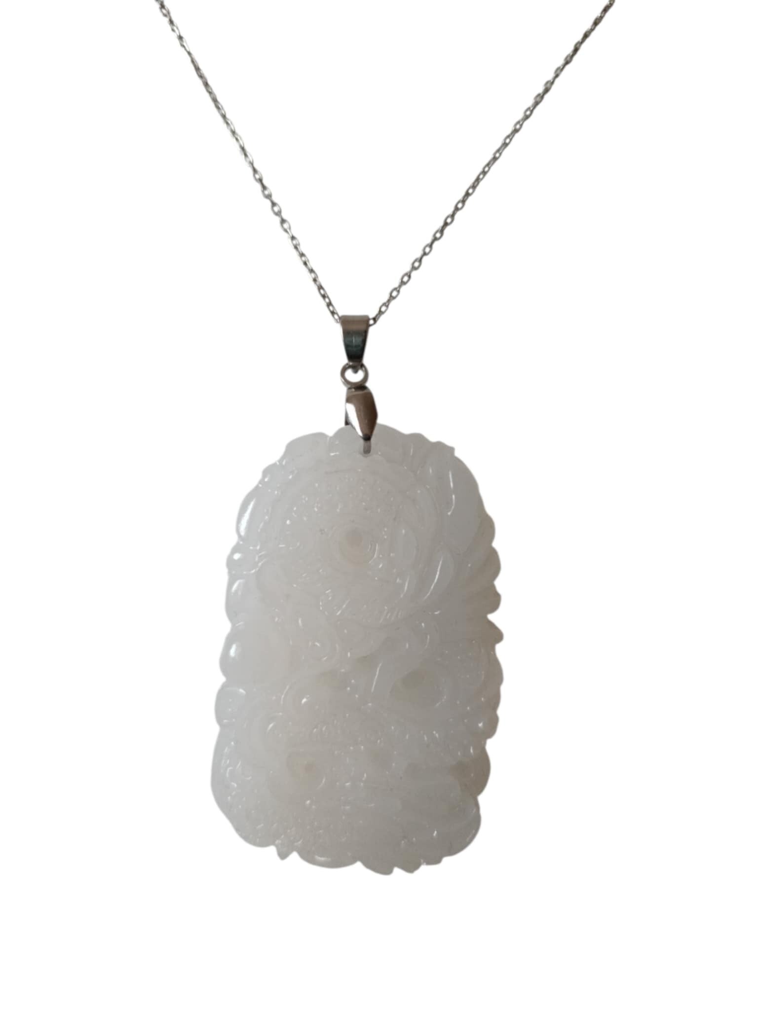 Collier en Jade blanc " Dragon "