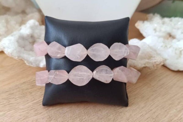Bracelet Quartz Rose Forme Libre Facetté