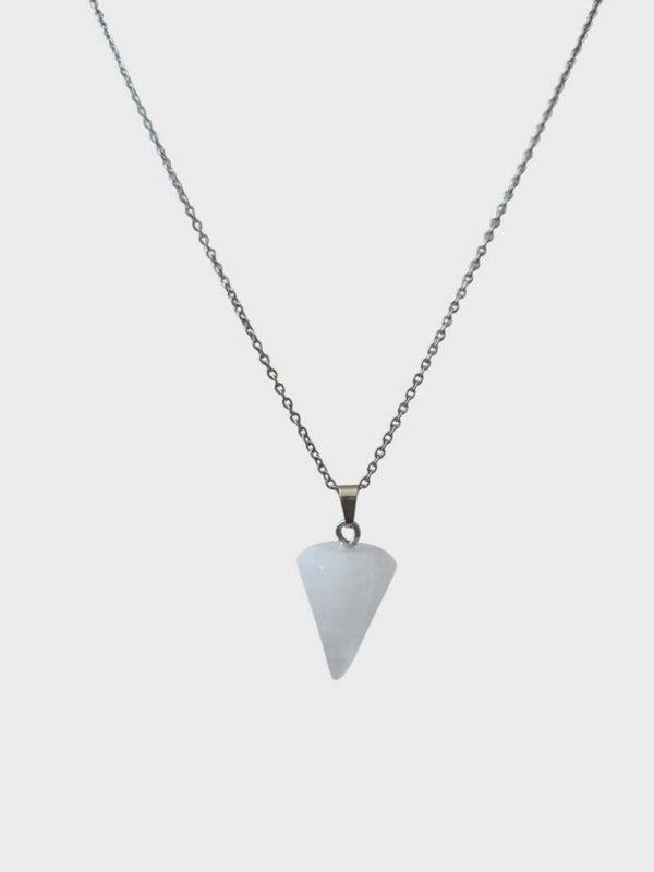 Collier Quartz Blanc Cône