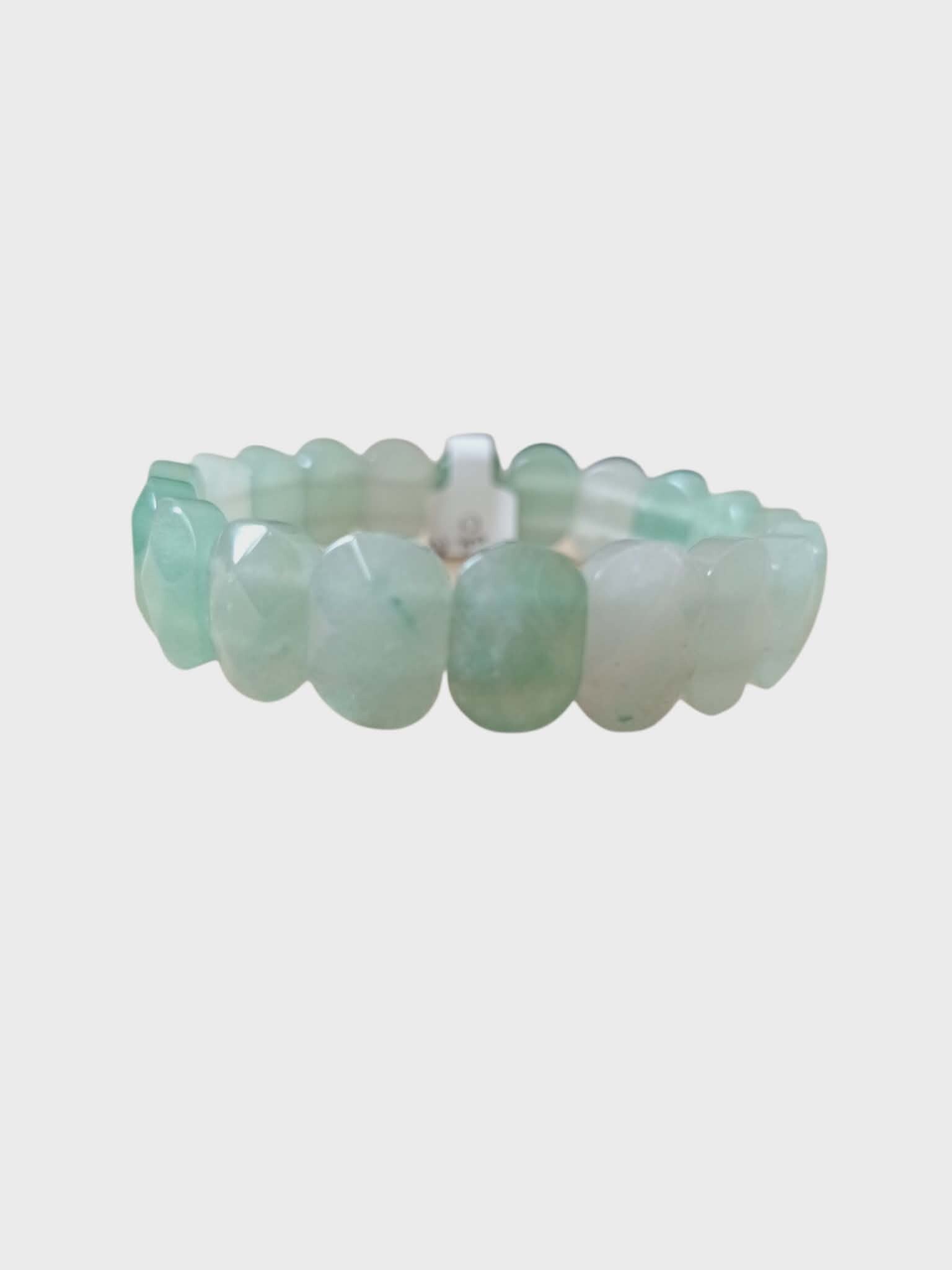 Bracelet Aventurine Verte Ovale Facetté  14mm