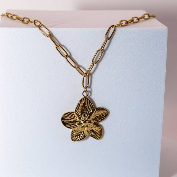 Bloem ketting O-T goud.