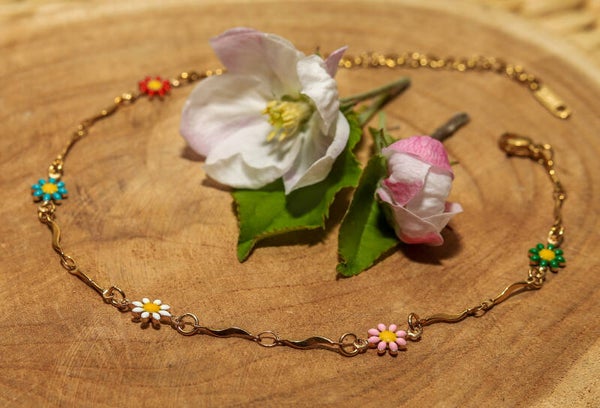 Enkelbandje wave met daisy's