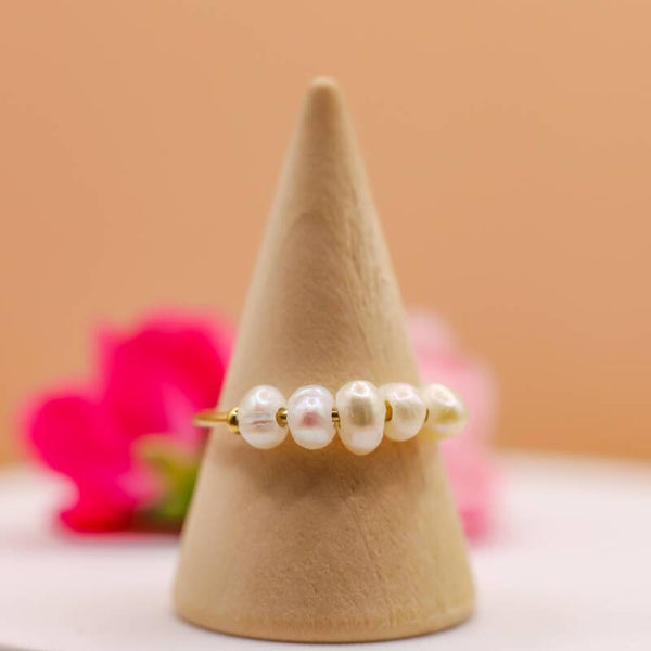 Parel ring goudkleurig