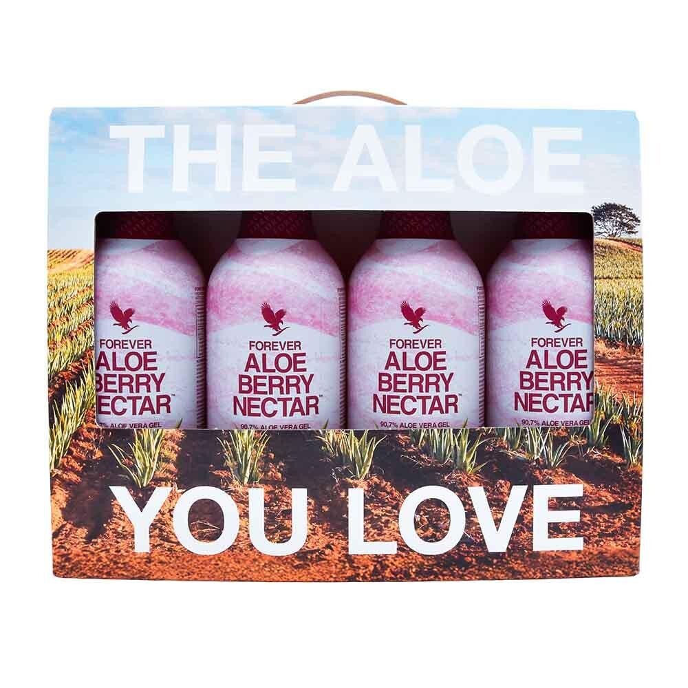 4-Pack Forever Aloe Berry Nectar. 4x 1 liter PET fles.