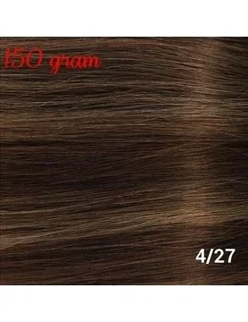 RedFox Clip-in Extensions 45cm - Extra Volume - 150 gram #4/27 Chocolate Brown, with dark blonde highlights
