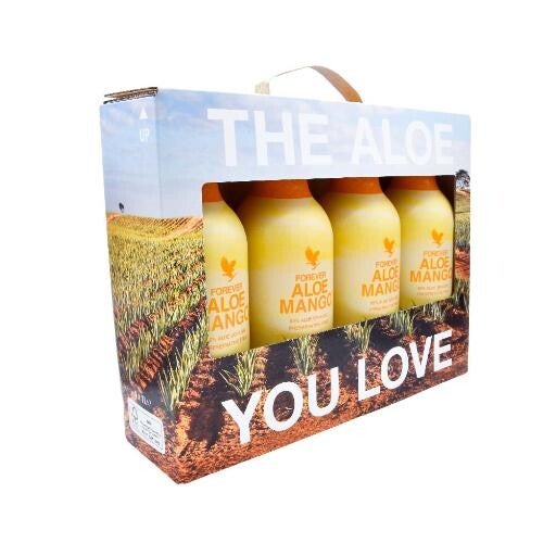 4-Pack Forever Aloe Mango.4 x 1 liter PET fles.