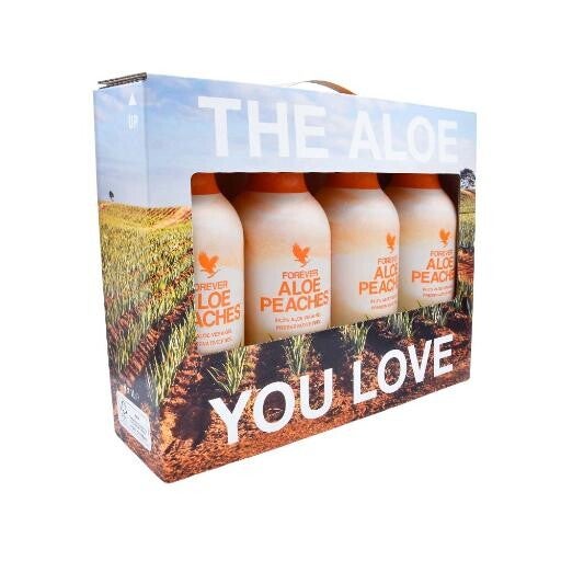 4-Pack Forever Aloe Peaches 4x 1 liter PET-fles.