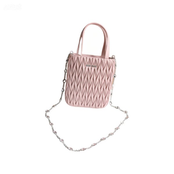 MIU MIU Miu Wander Matelassé Hobo Bag Sakura Pink
