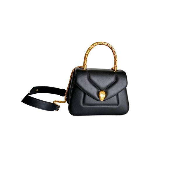 BVLGARI Serpenti Forever Small Top Handle Bag Black