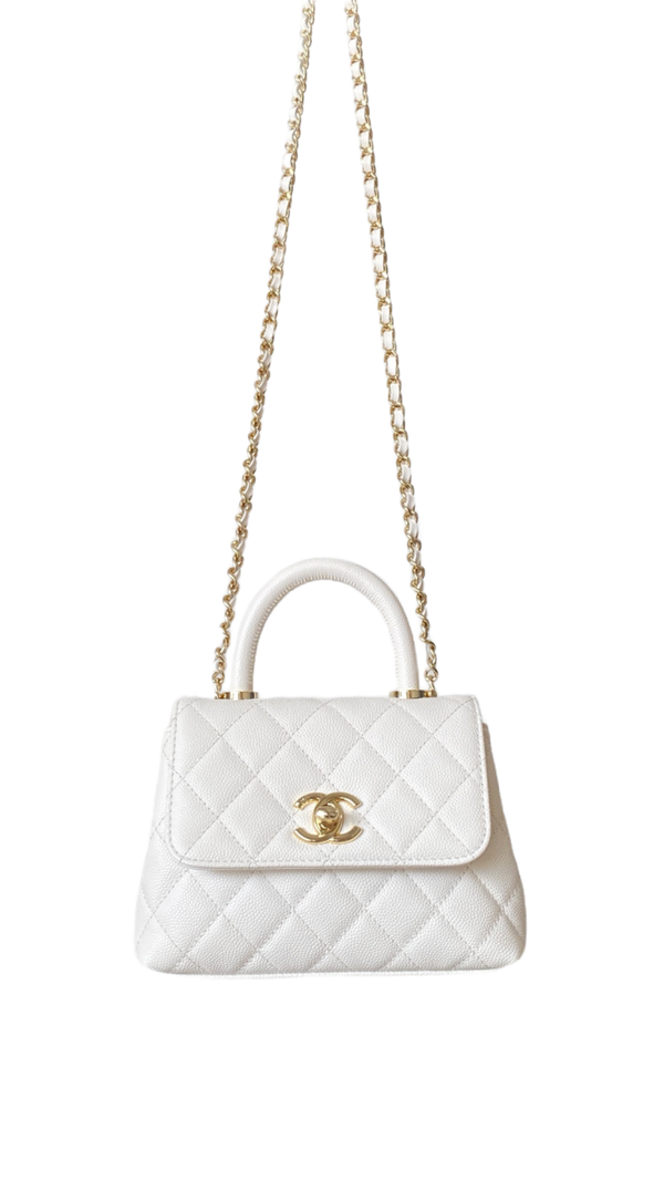 CHANEL Coco Handle Nano Bag White