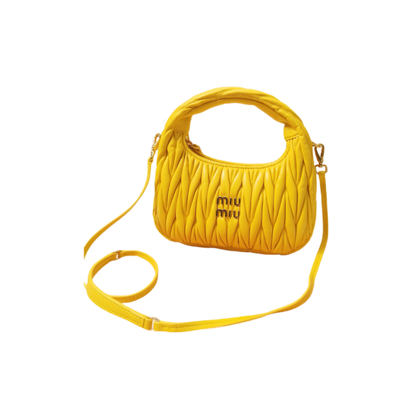 Miu Wander Matelassé Hobo Bag Sunshine
