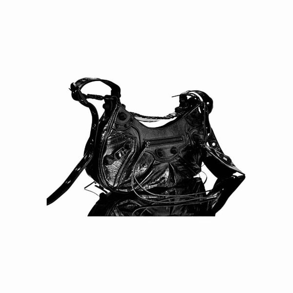 BALENCIAGA Le Cagole S Shoulder Bag Black Arena Leather